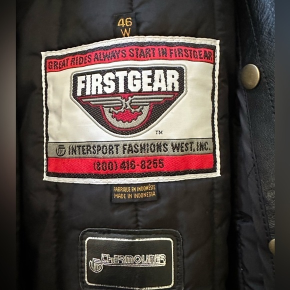 First Gear Scout Leather Thermoliner Motorcycle Jacket, Black, Mens 46 - Picture 4 of 16
